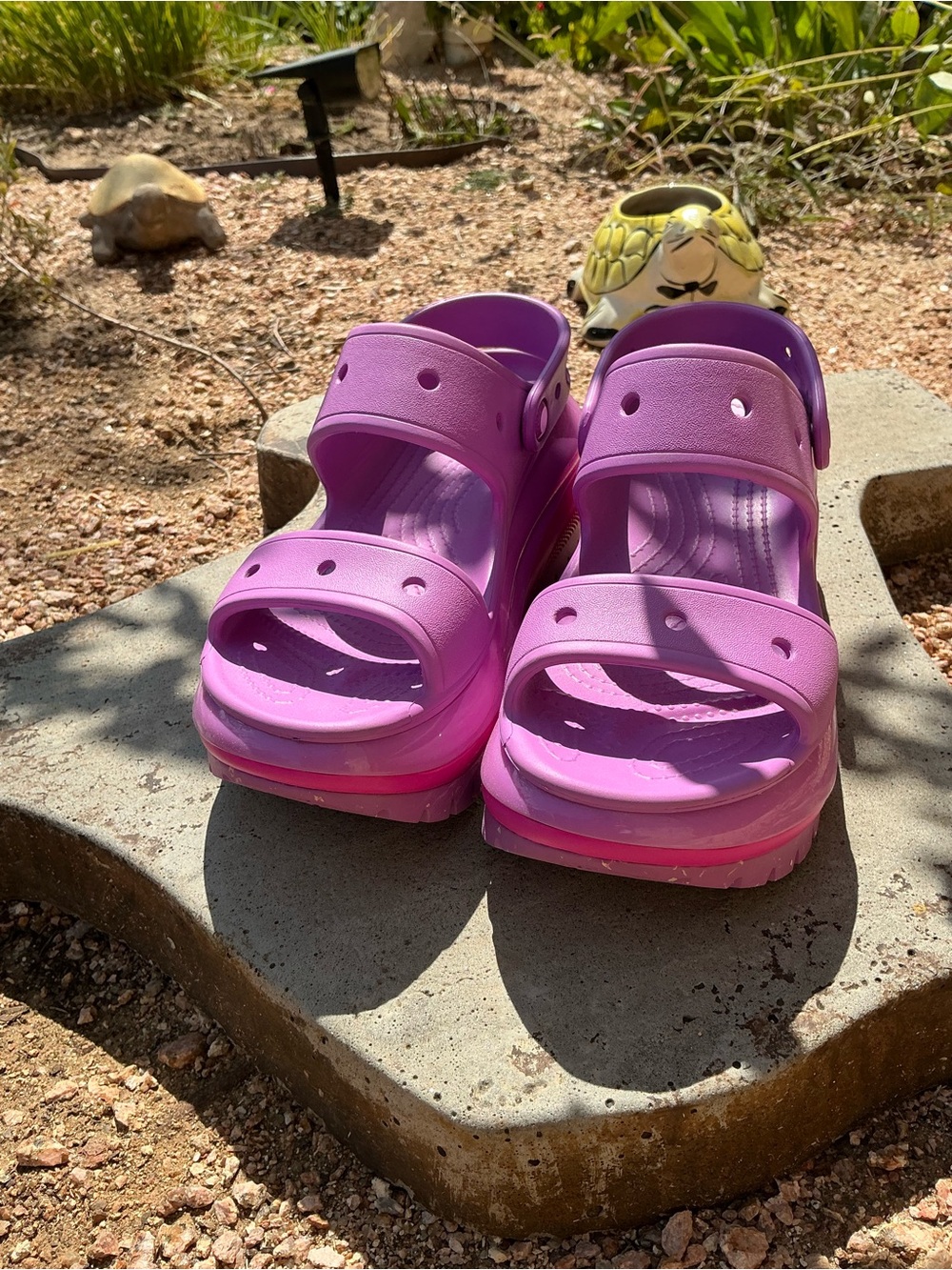 Crocs Classic Mega Crush Platform Sandals Two-Strap Purple Pink